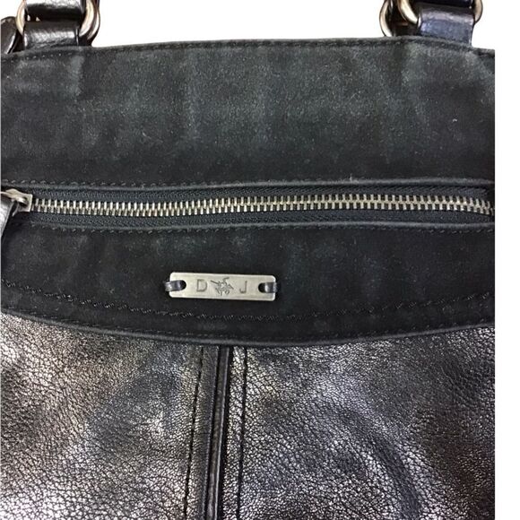 David Jones of Paris Black Metallic & suede Trim Shoulder Bag - Picture 2 of 11